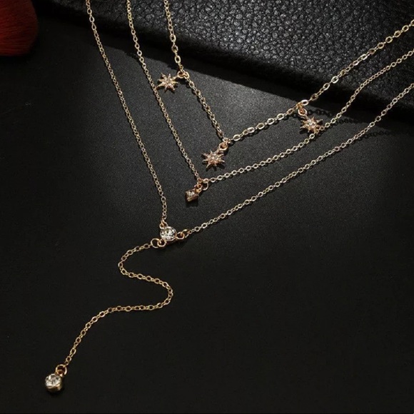 {WILHELMINA} starburst layered lariat necklace - Picture 3 of 7